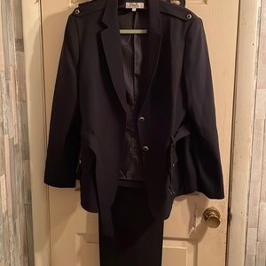 Navy Blue pant suit by Emily, check out the details on jacket, never worn NICE!